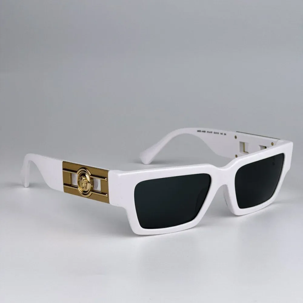 NEW Versace VE4459 Medusa Deco 314/87 White Grey Rectangle Unisex Sunglasses